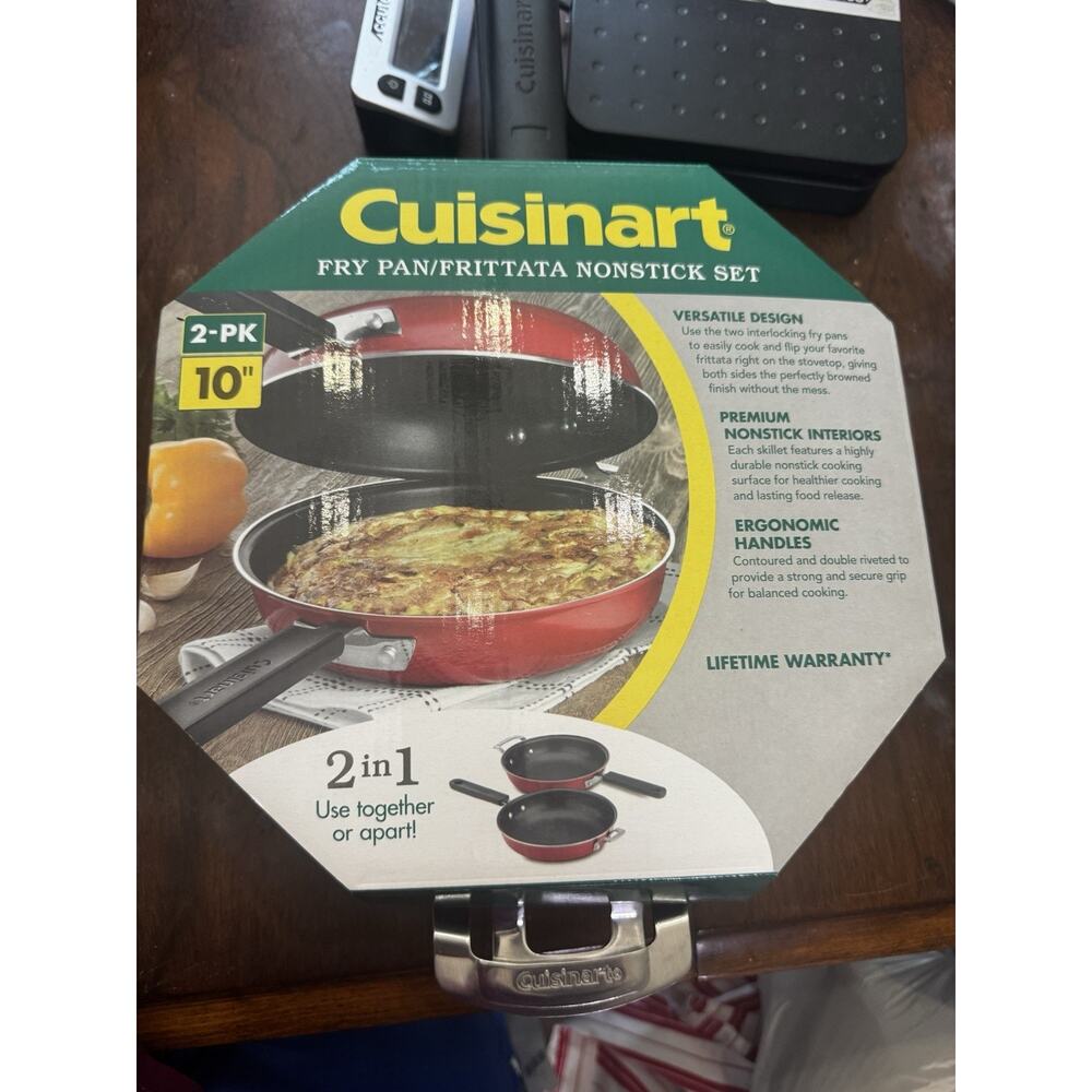 Cuisinart FP2-24BK 10-inch Nonstick Set Frittata Non-Stick Sauce Pan, Red/Stai